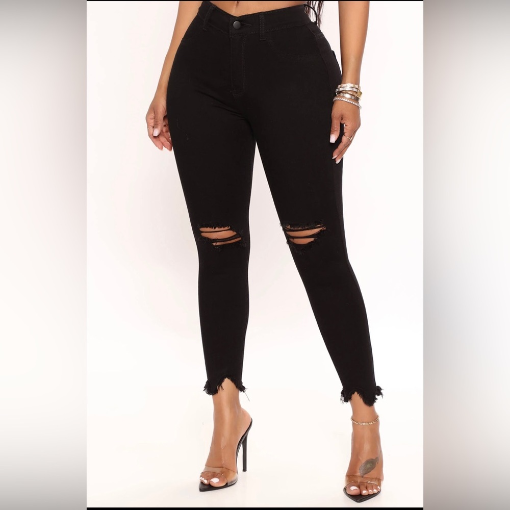 Ripped black Fashion Nova jeans.